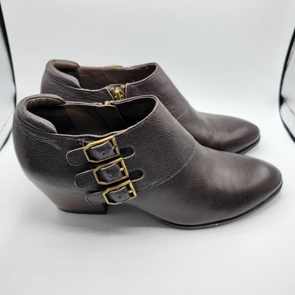 Franco Sarto/ L-Genna Shoes - Franco Sarto L-Genna Ankle Boot Women's Dark Brown Kalibu Leather US Size 7M